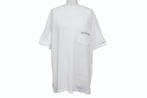 CHROME HEARTS クロムハーツ スクラロールラベル 半袖Ｔシャツ ホワイト ブラック コットン L 美品 中古 4b007685