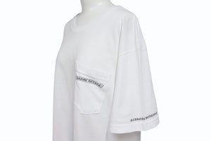 CHROME HEARTS クロムハーツ スクラロールラベル 半袖Ｔシャツ ホワイト ブラック コットン L 美品 中古 4b007685