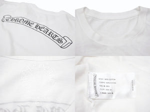 CHROME HEARTS クロムハーツ スクラロールラベル 半袖Ｔシャツ ホワイト ブラック コットン L 美品 中古 4b007685