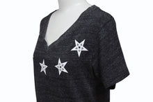 Load image into Gallery viewer, CHROME HEARTS クロムハーツ 半袖Vネック スタープリントTシャツ グレー ホワイト コットン L 美品 中古 4b007689