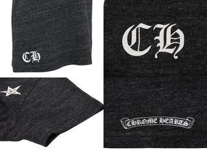 CHROME HEARTS クロムハーツ 半袖Vネック スタープリントTシャツ グレー ホワイト コットン L 美品 中古 4b007689