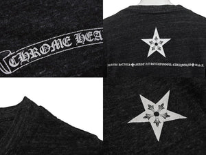 CHROME HEARTS クロムハーツ 半袖Vネック スタープリントTシャツ グレー ホワイト コットン L 美品 中古 4b007689