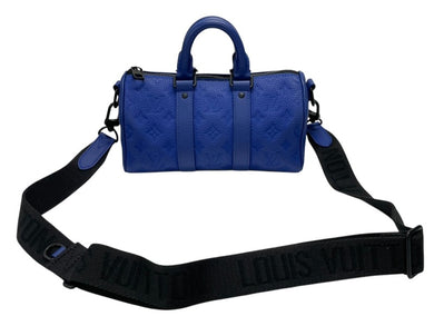 LOUIS VUITTON ルイヴィトン キーポル バンドリエール25 ハンドバッグ M23129 モノグラム トリヨン ブルー ブラック金具 美品 中古 4b007692