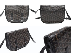 GOYARD ゴヤール BELVEDERE PM ベルヴェデーレPM ショルダーバッグ ブラック PVC レザー シルバー金具 良品 中古 4b007694