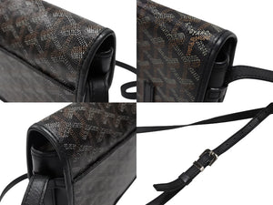 GOYARD ゴヤール BELVEDERE PM ベルヴェデーレPM ショルダーバッグ ブラック PVC レザー シルバー金具 良品 中古 4b007694