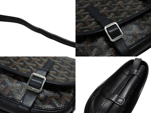 GOYARD ゴヤール BELVEDERE PM ベルヴェデーレPM ショルダーバッグ ブラック PVC レザー シルバー金具 良品 中古 4b007694