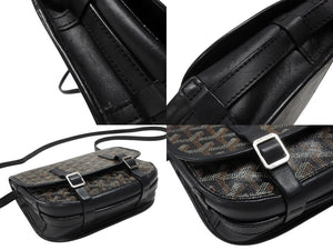 GOYARD ゴヤール BELVEDERE PM ベルヴェデーレPM ショルダーバッグ ブラック PVC レザー シルバー金具 良品 中古 4b007694