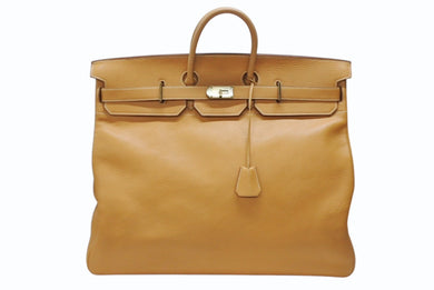 激レア HERMES エルメス Hac オータクロア55 ハンドバッグ アルデンヌ ナチュラル ブロンズ金具 ○T刻印 美品 中古 4b007696
