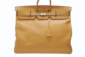 激レア HERMES エルメス Hac オータクロア55 ハンドバッグ アルデンヌ ナチュラル ブロンズ金具 ○T刻印 美品 中古 4b007696