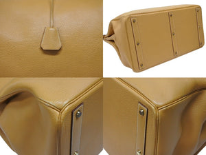 激レア HERMES エルメス Hac オータクロア55 ハンドバッグ アルデンヌ ナチュラル ブロンズ金具 ○T刻印 美品 中古 4b007696