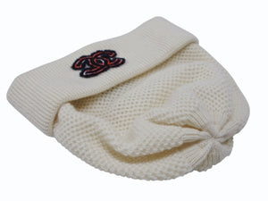 極美品 CHANEL シャネル 23AW CC Logo Beanie CCロゴ ビーニー AA6880 ココマーク カシミヤ アイボリー ジェニー着用モデル 中古 4b007699