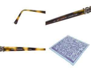 極美品 CHROME HEARTS クロムハーツ メガネ LOUVIN CUP メンズ ウェリントン型 めがね 伊達メガネ セルフレーム メタルロゴ 中古 4b007701