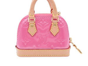 Excellent condition Louis Vuitton Micro Alma bag charm M01706 Monogram Vernis pink gold hardware, pre-owned, item number 4b007704 