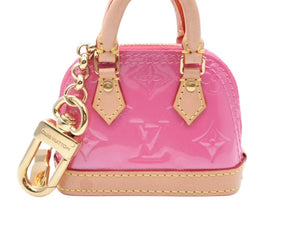 Excellent condition Louis Vuitton Micro Alma bag charm M01706 Monogram Vernis pink gold hardware, pre-owned, item number 4b007704 