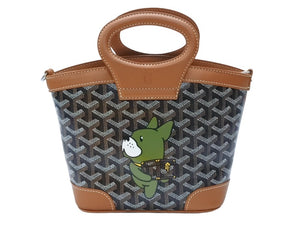 未使用 GOYARD ゴヤール 韓国限定 ハンドバッグ ベルーガミニ ブラウン ブラック PVC レザー 35114566 4b007705 