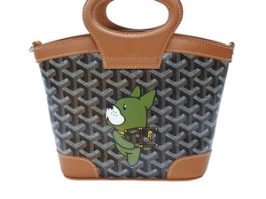 未使用 GOYARD ゴヤール 韓国限定 ハンドバッグ ベルーガミニ ブラウン ブラック PVC レザー 35114566 4b007705 
