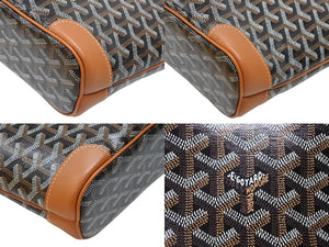 未使用 GOYARD ゴヤール 韓国限定 ハンドバッグ ベルーガミニ ブラウン ブラック PVC レザー 35114566 4b007705 
