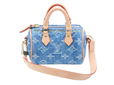 Like new LOUIS VUITTON Micro Speedy Bag Charm M01701 LV Remix Monogram Denim Blue Pre-owned 4b007707 