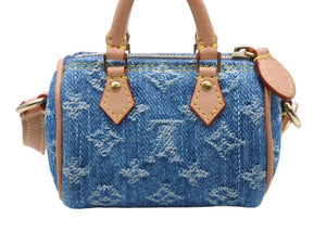 Like new LOUIS VUITTON Micro Speedy Bag Charm M01701 LV Remix Monogram Denim Blue Pre-owned 4b007707 