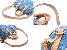 Load image into Gallery viewer, Like new LOUIS VUITTON Micro Speedy Bag Charm M01701 LV Remix Monogram Denim Blue Pre-owned 4b007707 