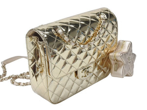 未使用 CHANEL シャネル マトラッセ パテントレザー チェーンリュック ゴールド ランダムプレート AS4649 ゴールド金具 中古 4b007708