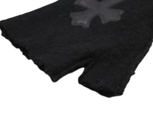 Load image into Gallery viewer, CHROME HEARTS クロムハーツ ミッティング フィンガーレスグローブ クロスパッチ 指切り手袋 ブラック カシミヤ レザー 美品 中古 4b007713