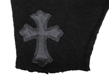 Load image into Gallery viewer, CHROME HEARTS クロムハーツ ミッティング フィンガーレスグローブ クロスパッチ 指切り手袋 ブラック カシミヤ レザー 美品 中古 4b007713