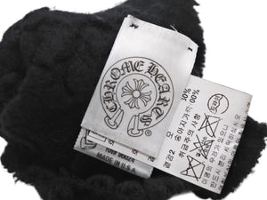 CHROME HEARTS クロムハーツ ミッティング フィンガーレスグローブ クロスパッチ 指切り手袋 ブラック カシミヤ レザー 美品 中古 4b007713