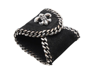 CHROME HEARTS クロムハーツ レザー ブレスレット バングル BSフレア 希少 シルバー925 2005刻印 72.0g 美品 中古 4b007714