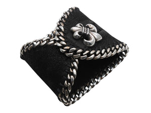 CHROME HEARTS クロムハーツ レザー ブレスレット バングル BSフレア 希少 シルバー925 2005刻印 72.0g 美品 中古 4b007714