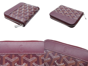 極美品 GOYARD ゴヤール マティニョンPM ラウンドファスナー 財布 ボルドー PVCコーティングキャンバス レザー 中古 4b007716