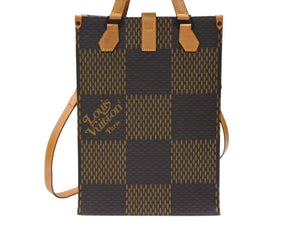 極美品 LOUIS VUITTON ルイヴィトン NIGO LVスクエアード トートバッグ N40355 ブラウン PVC レザー ブラック金具 中古 4b007719