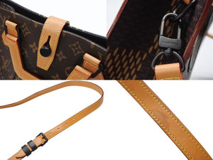 極美品 LOUIS VUITTON ルイヴィトン NIGO LVスクエアード トートバッグ N40355 ブラウン PVC レザー ブラック金具 中古 4b007719