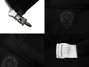 CHROME HEARTS クロムハーツ 星条旗ジップパーカー ブラックサーマルフーディ― シルバー金具 サイズM 美品 中古 4b007720 