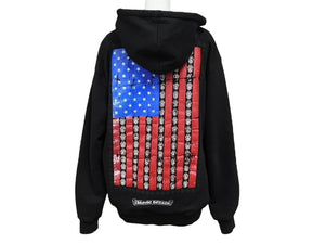 CHROME HEARTS クロムハーツ 星条旗ジップパーカー ブラックサーマルフーディ― シルバー金具 サイズM 美品 中古 4b007720 