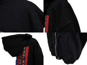 CHROME HEARTS クロムハーツ 星条旗ジップパーカー ブラックサーマルフーディ― シルバー金具 サイズM 美品 中古 4b007720 