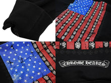 画像をギャラリービューアに読み込む, CHROME HEARTS クロムハーツ 星条旗ジップパーカー ブラックサーマルフーディ― シルバー金具 サイズM 美品 中古 4b007720 