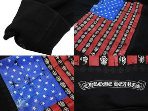 CHROME HEARTS クロムハーツ 星条旗ジップパーカー ブラックサーマルフーディ― シルバー金具 サイズM 美品 中古 4b007720 