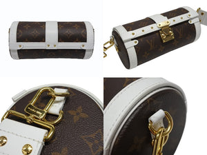 極美品 LOUIS VUITTON ルイヴィトン パピヨントランク ショルダーバッグ M81485 モノグラムレザー ブラウン ホワイト ゴールド金具 中古 4b007721