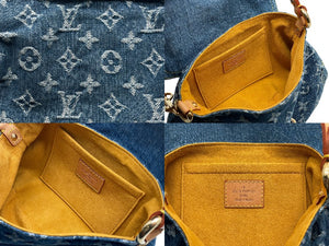 極美品 LOUIS VUITTON ルイヴィトン ミニプリーティ ハンドバッグ M95050 モノグラムデニム レザー ブルー 中古 4b007724