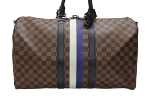 LOUIS VUITTON ルイヴィトン ボストン バッグ キーポル バンドリエール 45 チャップマン ブラザーズ ダミエ キャンバス ブラウン N42700 PVC レザー シルバー金具 美品 中古 4b007725