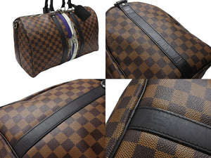 LOUIS VUITTON ルイヴィトン ボストン バッグ キーポル バンドリエール 45 チャップマン ブラザーズ ダミエ キャンバス ブラウン N42700 PVC レザー シルバー金具 美品 中古 4b007725