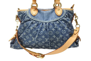 LOUIS VUITTON ルイヴィトン ネオカヴィMM ハンドバッグ M95349 2WAY モノグラム デニム ゴールド金具 美品 中古 4b007726