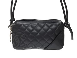 極美品 CHANEL シャネル ポーチ ハンドバッグ カンボンライン ココマーク 9番台 ブラック ブラック 中古 4b007727