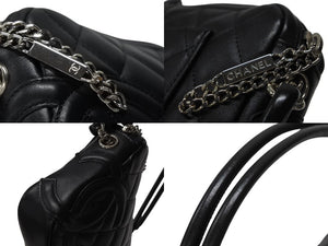 極美品 CHANEL シャネル ポーチ ハンドバッグ カンボンライン ココマーク 9番台 ブラック ブラック 中古 4b007727