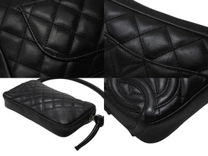 極美品 CHANEL シャネル ポーチ ハンドバッグ カンボンライン ココマーク 9番台 ブラック ブラック 中古 4b007727