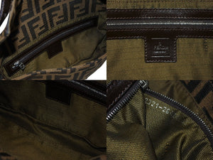 極美品 FENDI フェンディ マンマバケット ワンショルダーバッグ ズッカ柄 キャンバス レザー ブラウン シルバー金具 中古 4b007731