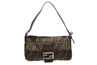 FENDI フェンディ マンマバケット ワンショルダーバッグ 3505 26424 008 ズッカ柄 キャンバス レザー ブラウン シルバー金具 美品 中古 4b007734