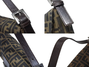 FENDI フェンディ マンマバケット ワンショルダーバッグ 2211-26424-008 ズッカ柄 キャンバス レザー ブラウン シルバー金具 美品 中古 4b007738