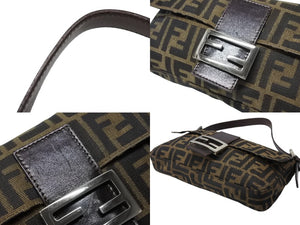FENDI フェンディ マンマバケット ワンショルダーバッグ 2211-26424-008 ズッカ柄 キャンバス レザー ブラウン シルバー金具 美品 中古 4b007738